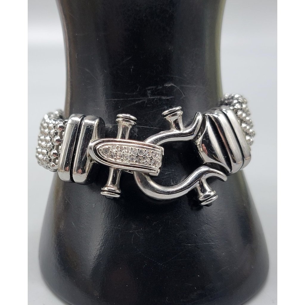 Dsmk Stainless Steel Mesh Bracelet Rhinestone Clasp Silver Tone China 6.5